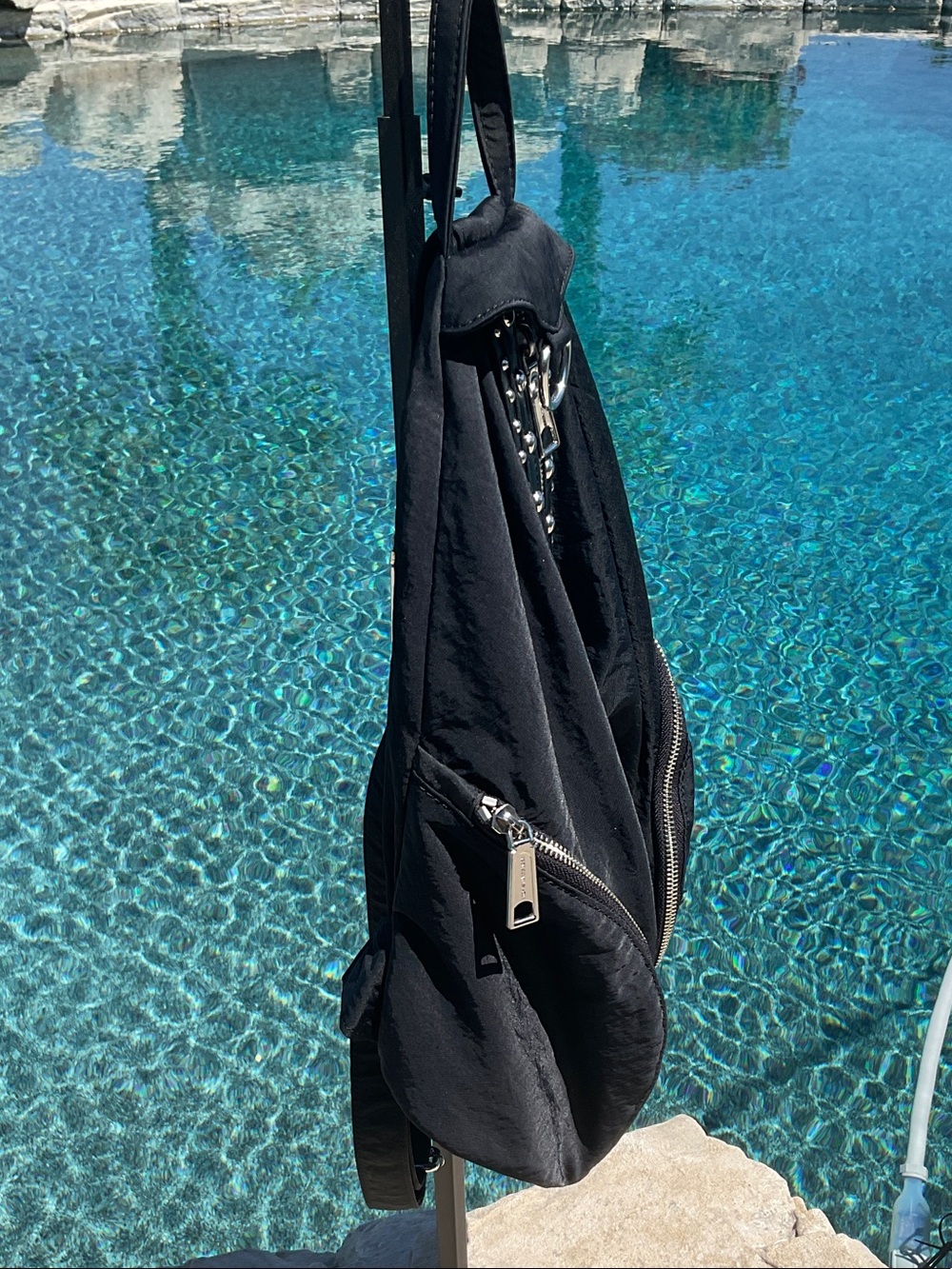Rebecca Minkoff Black Studded Sling Backpack - Picture 3 of 7